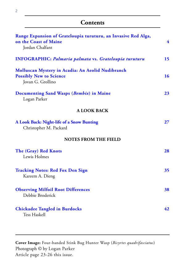 Observer field journal table of contents 2026 issue 1