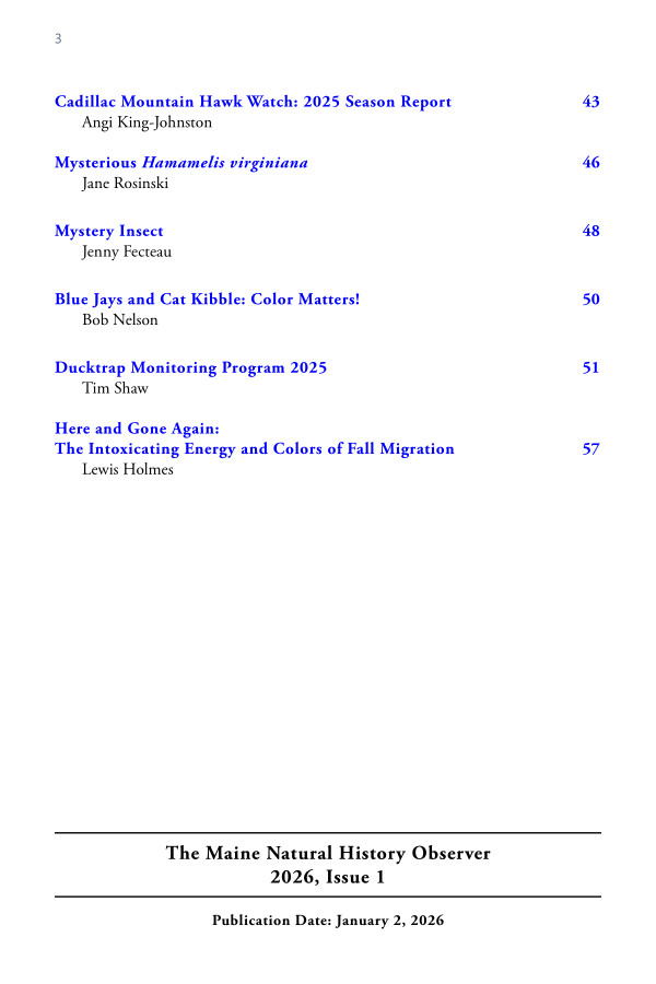 Observer field journal table of contents 2026 issue 1