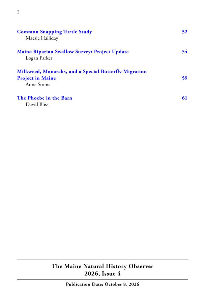 MNHO Observer 2026, 4 table of contents